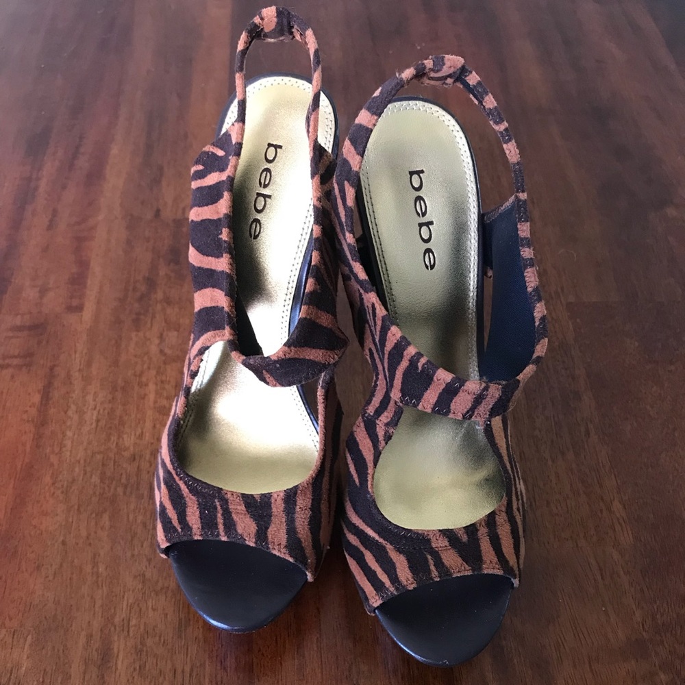 Bebe animal print platform shoes